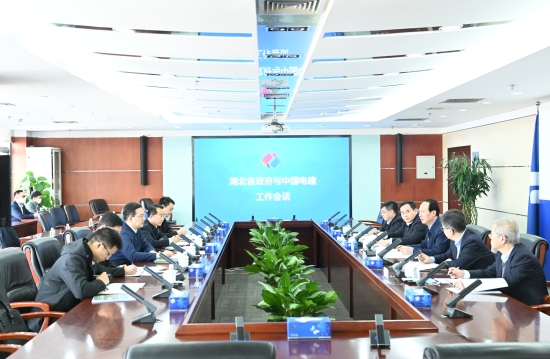 中國(guó)電建黨委書記、董事長(zhǎng)丁焰章與湖北省副省長(zhǎng)盛閱春會(huì)談