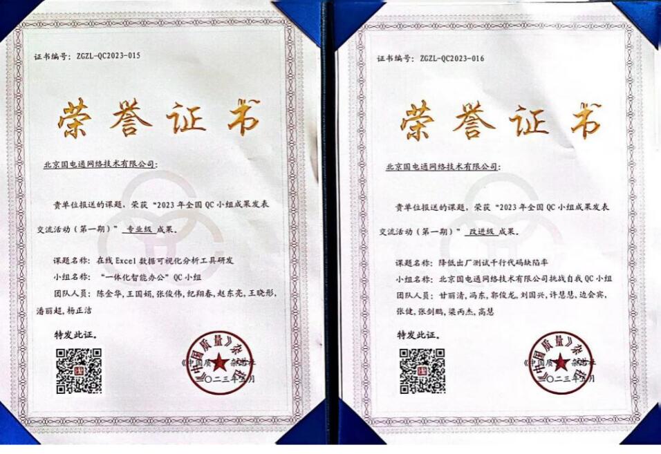 國網(wǎng)信通產(chǎn)業(yè)集團(tuán)國電通兩項QC成果分獲2023年全國QC小組成果二、三等獎